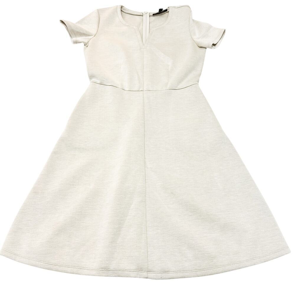 Max Mara Weekend Cream Flare Dress Short Sleeve Size M 100% Modal